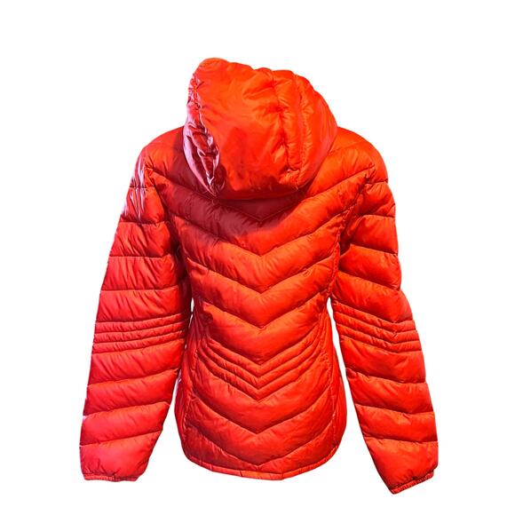 Xersion Jacket Womens  Orange Hooded Puffer Pockets Packable Premium Down. Small - Picture 2 of 7